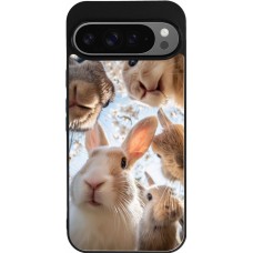 Google Pixel 9 Pro XL Case Hülle - Silikon schwarz Easter 2026 Rabbits