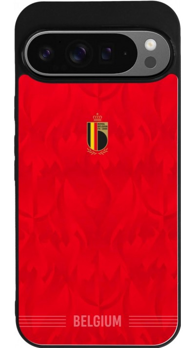 Coque Google Pixel 9 Pro XL - Silicone rigide noir Maillot de football Belgique 2026 personnalisable