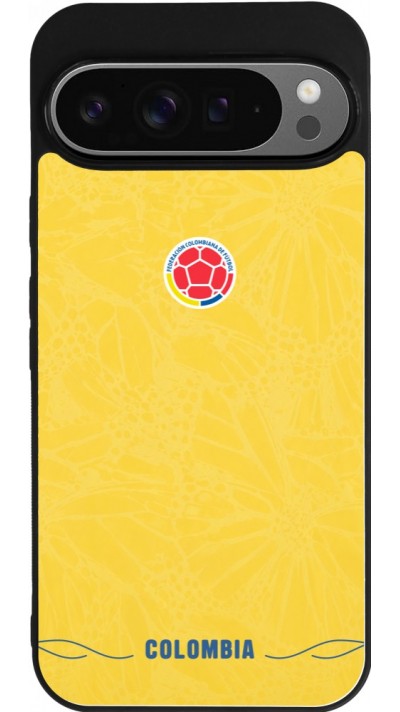 Coque Google Pixel 9 Pro XL - Silicone rigide noir Maillot de football Colombie 2026 personnalisable
