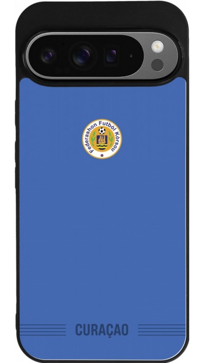 Coque Google Pixel 9 Pro XL - Silicone rigide noir Maillot de football Curaçao 2026 personnalisable