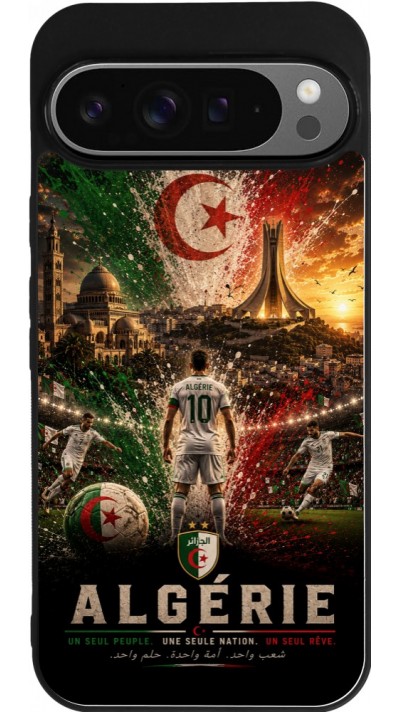 Coque Google Pixel 9 Pro XL - Silicone rigide noir Football Algérie splash 2026