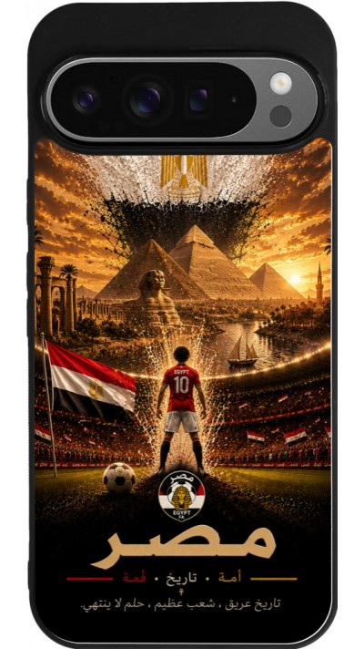 Coque Google Pixel 9 Pro XL - Silicone rigide noir Football Égypte splash 2026