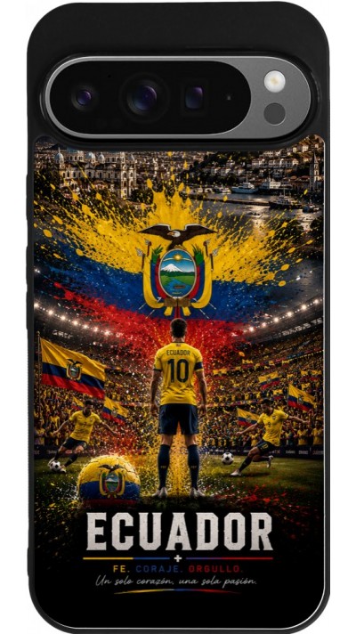 Coque Google Pixel 9 Pro XL - Silicone rigide noir Football Équateur splash 2026