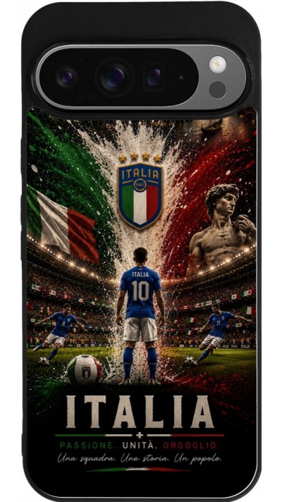 Coque Google Pixel 9 Pro XL - Silicone rigide noir Football Italie splash 2026