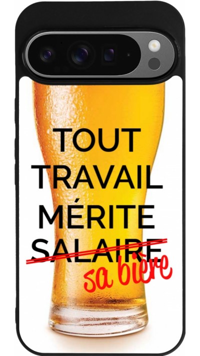 Coque Google Pixel 9 Pro XL - Silicone rigide noir Tout travail mérite sa bière