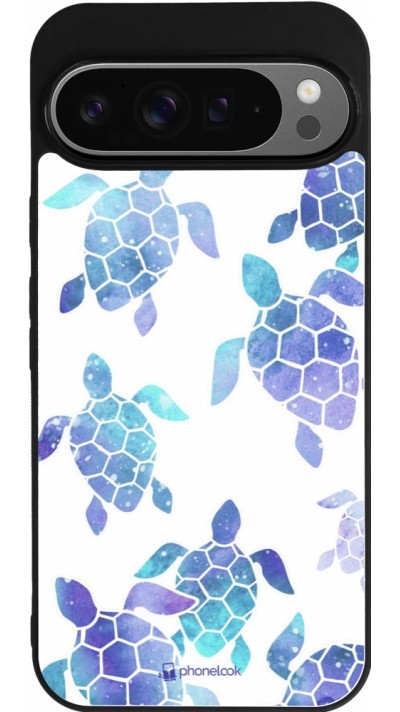 Coque Google Pixel 9 Pro XL - Silicone rigide noir Turtles pattern watercolor
