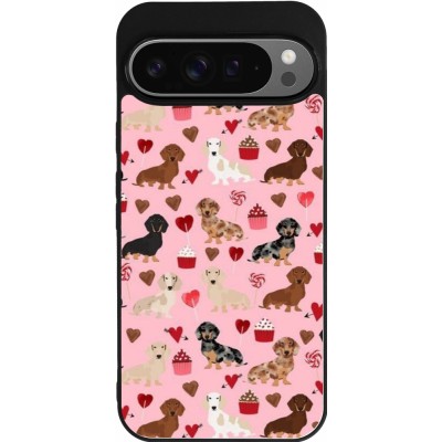 Google Pixel 9 Pro XL Case Hülle - Silikon schwarz Valentine 2024 puppy love