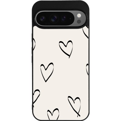 Google Pixel 9 Pro XL Case Hülle - Silikon schwarz Valentine 2023 minimalist hearts