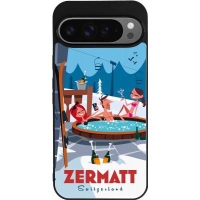 Google Pixel 9 Pro XL Case Hülle - Silikon schwarz Zermatt Mountain Jacuzzi