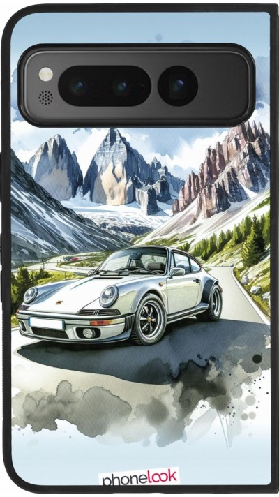 Google Pixel Fold Case Hülle - Silikon schwarz Porsche 911 Berg Aquarell