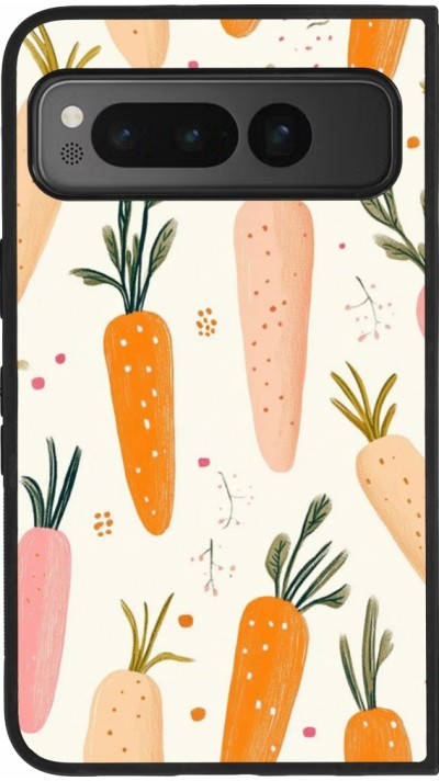 Google Pixel Fold Case Hülle - Silikon schwarz Easter 2026 Illustration carrots