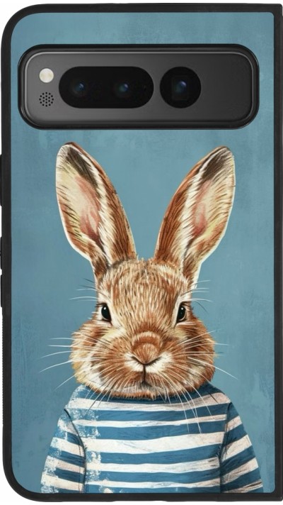 Google Pixel Fold Case Hülle - Silikon schwarz Easter 2026 Rabbit navy