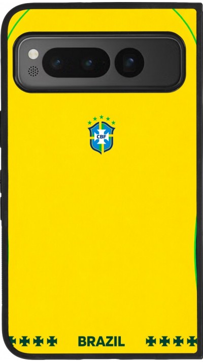 Google Pixel Fold Case Hülle - Silikon schwarz Brasilien 2026 personalisierbares Fussballtrikot
