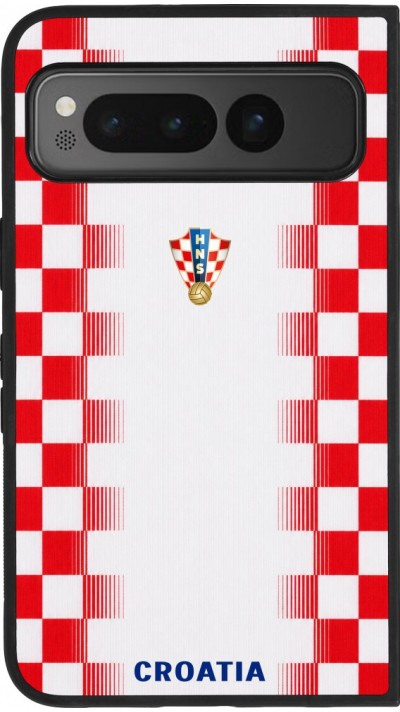 Google Pixel Fold Case Hülle - Silikon schwarz Kroatien 2026 personalisierbares Fussballtrikot