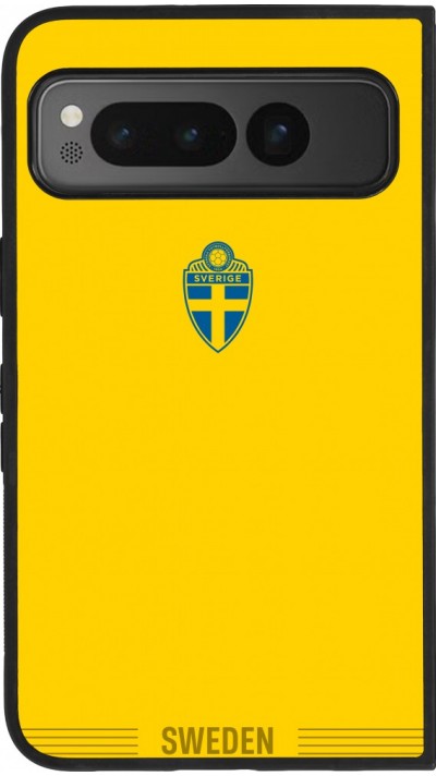 Google Pixel Fold Case Hülle - Silikon schwarz Schweden 2026 personalisierbares Fussballtrikot