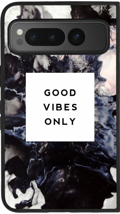 Google Pixel Fold Case Hülle - Silikon schwarz Marble Good Vibes Only