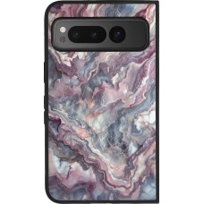 Google Pixel Fold Case Hülle - Silikon schwarz Violetter silberner Marmor
