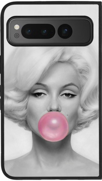 Google Pixel Fold Case Hülle - Silikon schwarz Marilyn Bubble