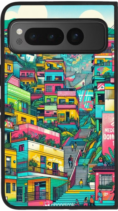 Google Pixel Fold Case Hülle - Silikon schwarz Medellin Comuna 13 Kunst