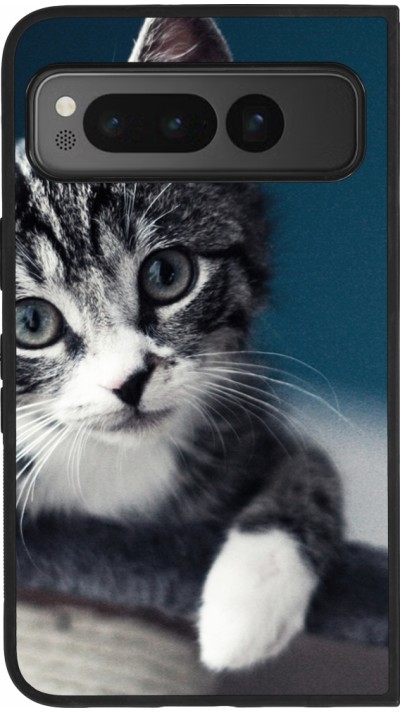 Google Pixel Fold Case Hülle - Silikon schwarz Meow 23