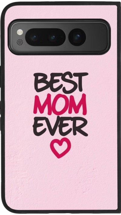 Google Pixel Fold Case Hülle - Silikon schwarz Mom 2023 best Mom ever pink