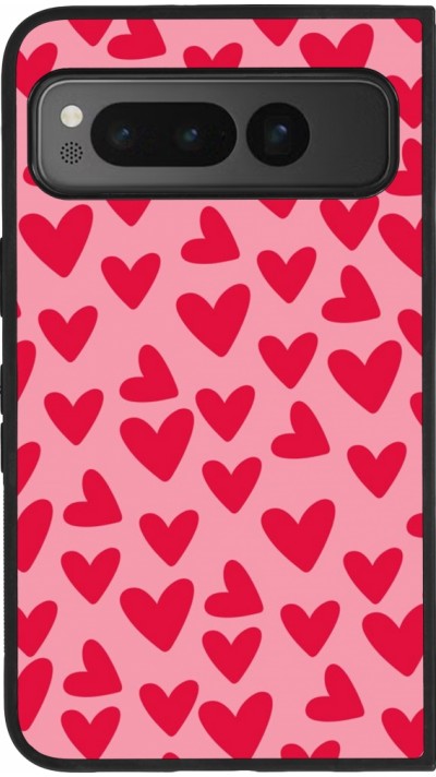 Google Pixel Fold Case Hülle - Silikon schwarz Mom 2024 kleine Herzen