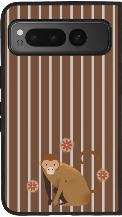 Google Pixel Fold Case Hülle - Silikon schwarz Monkey with stripes