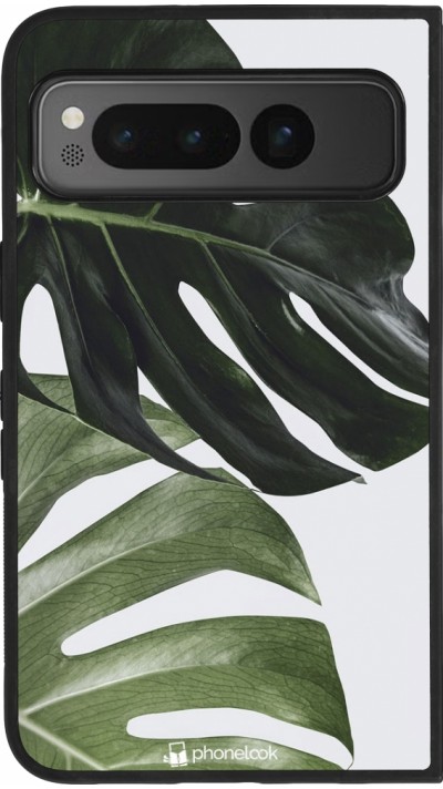 Google Pixel Fold Case Hülle - Silikon schwarz Monstera Plant
