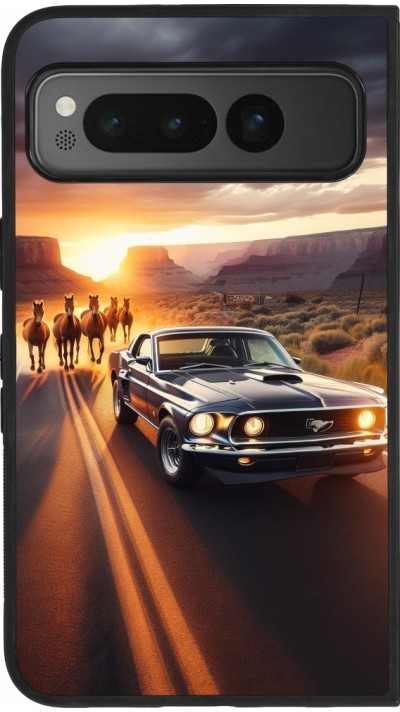Google Pixel Fold Case Hülle - Silikon schwarz Mustang 69 Grand Canyon