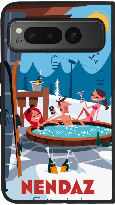 Google Pixel Fold Case Hülle - Silikon schwarz Nendaz Mountain Jacuzzi