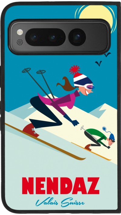 Google Pixel Fold Case Hülle - Silikon schwarz Nendaz Ski Downhill
