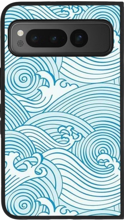 Google Pixel Fold Case Hülle - Silikon schwarz Ocean Waves