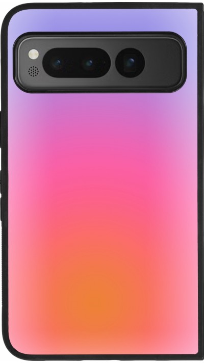 Google Pixel Fold Case Hülle - Silikon schwarz Orange Pink Blue Gradient