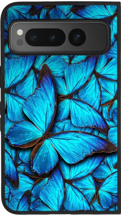 Google Pixel Fold Case Hülle - Silikon schwarz Papillon bleu
