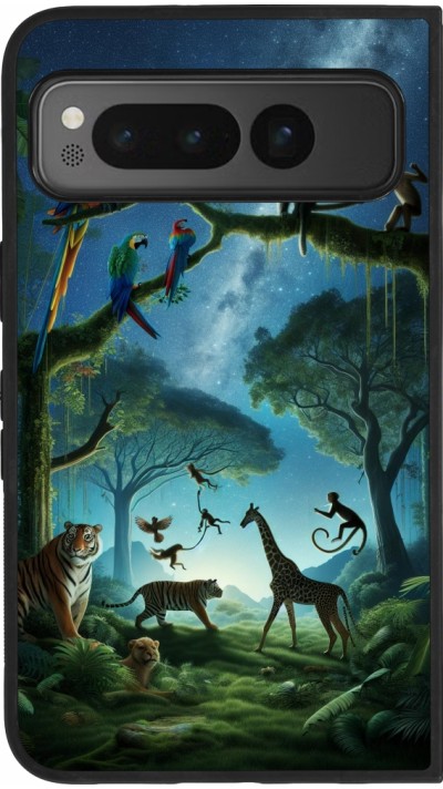 Google Pixel Fold Case Hülle - Silikon schwarz Paradies der exotischen Tiere