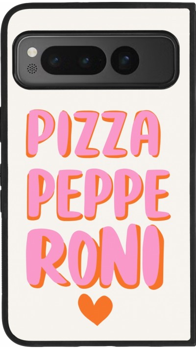 Google Pixel Fold Case Hülle - Silikon schwarz Pizza pepperoni 2026