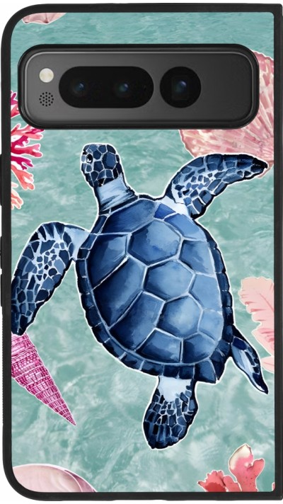 Google Pixel Fold Case Hülle - Silikon schwarz Preppy Turtle