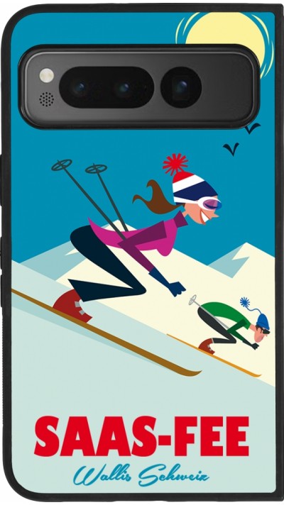 Google Pixel Fold Case Hülle - Silikon schwarz Saas-Fee Ski Downhill