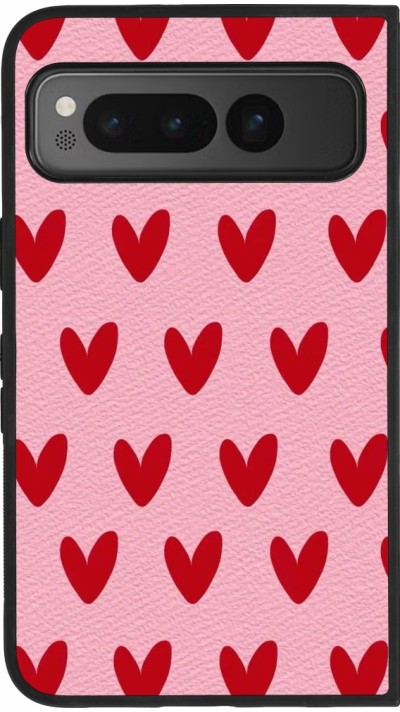 Google Pixel Fold Case Hülle - Silikon schwarz Saint Valentines Day 26 Pattern heart