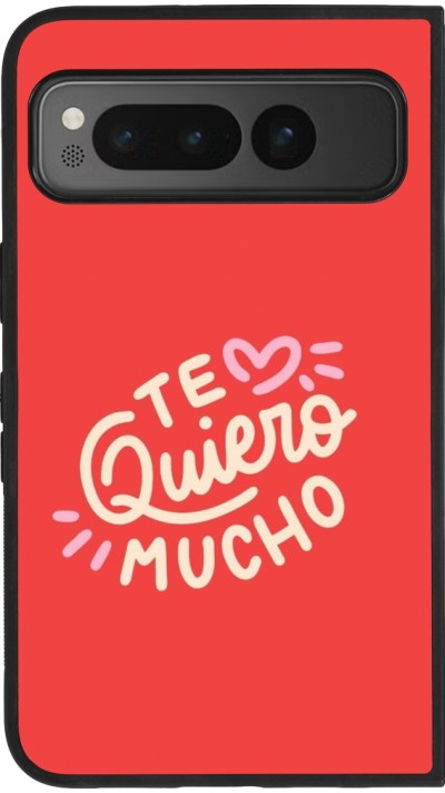 Google Pixel Fold Case Hülle - Silikon schwarz Saint Valentines Day 26 Te quiero mucho