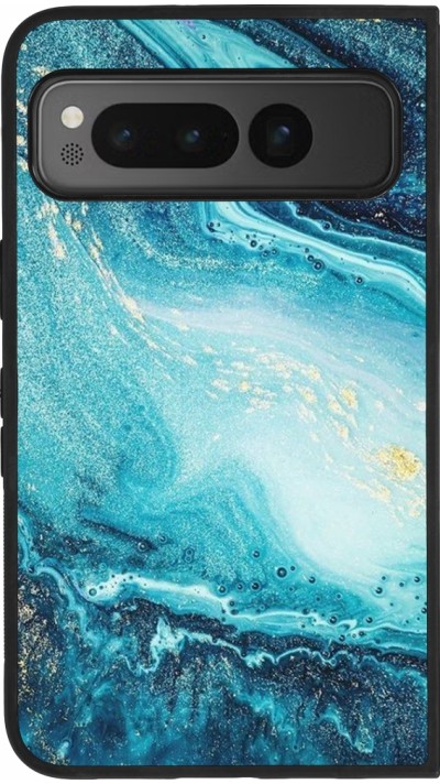 Google Pixel Fold Case Hülle - Silikon schwarz Sea Foam Blue