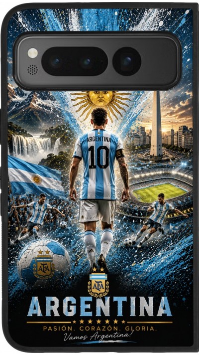 Google Pixel Fold Case Hülle - Silikon schwarz Fussball Argentinien splash 2026