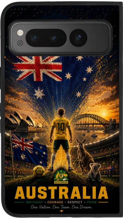 Google Pixel Fold Case Hülle - Silikon schwarz Fussball Australien splash 2026