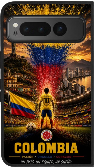 Google Pixel Fold Case Hülle - Silikon schwarz Fussball Kolumbien splash 2026