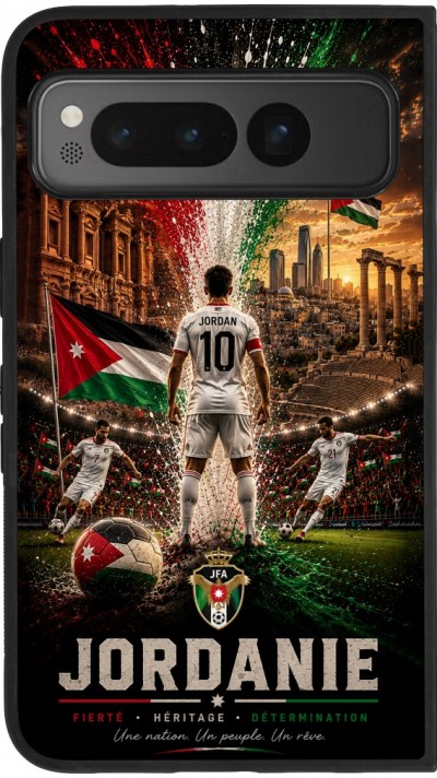 Google Pixel Fold Case Hülle - Silikon schwarz Fussball Jordanien splash 2026