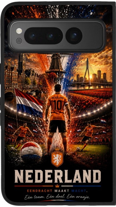 Google Pixel Fold Case Hülle - Silikon schwarz Fussball Niederlande splash 2026