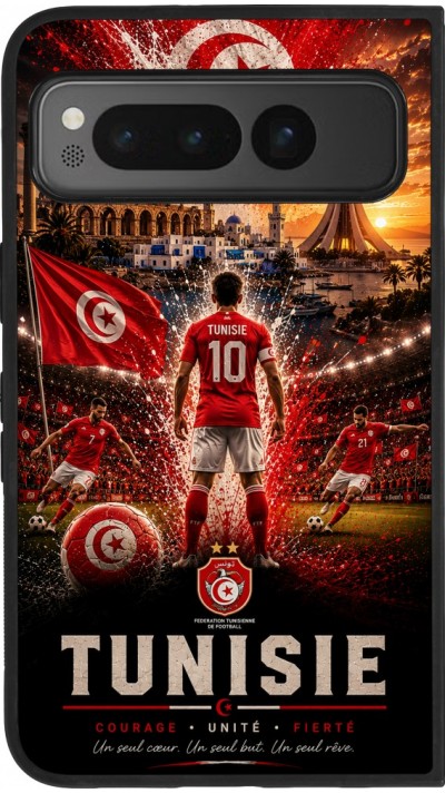 Google Pixel Fold Case Hülle - Silikon schwarz Fussball Tunesien splash 2026