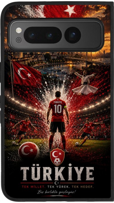 Google Pixel Fold Case Hülle - Silikon schwarz Fussball Türkei splash 2026