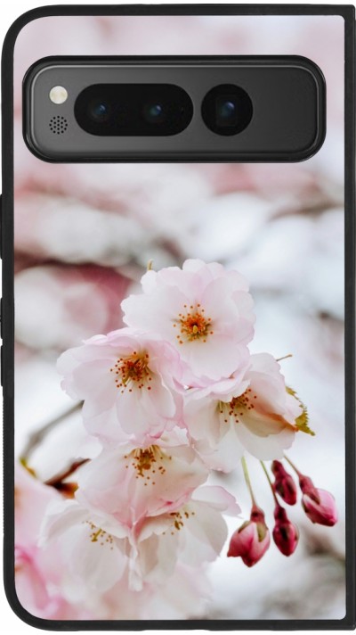 Google Pixel Fold Case Hülle - Silikon schwarz Cherry tree Spring 2026