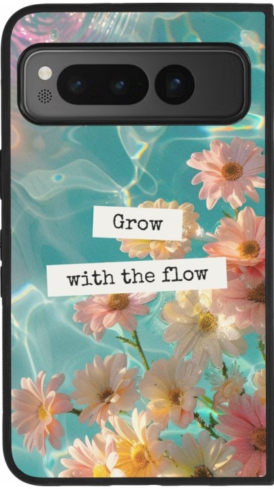 Coque Google Pixel Fold - Silicone rigide noir Summer 2025 Grow with the flow